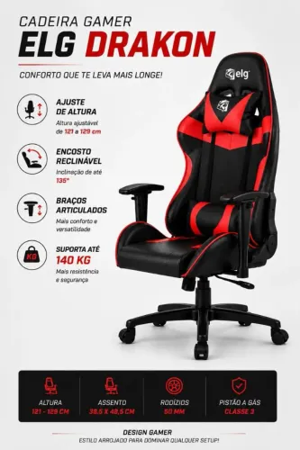 ? CADEIRA GAMER ELG DRAKON - PRONTA ENTREGA ?