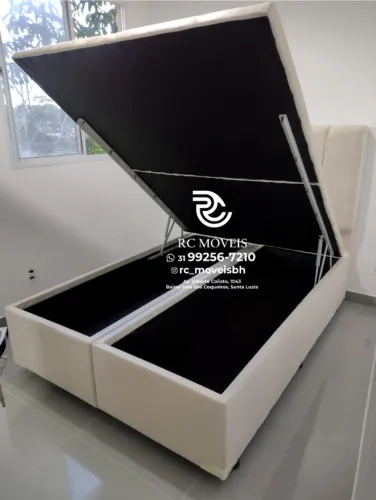 Cama Box Baú Queen 1,58x1,98 Bipartido Blindado com Pistão a Gás