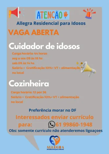 Cozinheira cuidador de idosos 