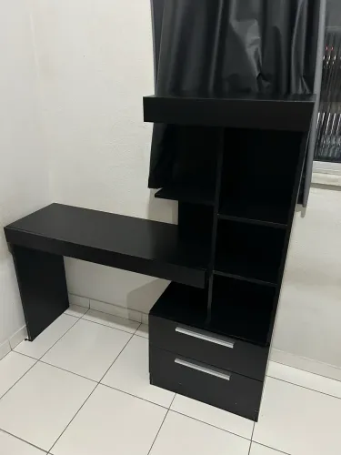Escrivaninha com Estante e 2 Gavetas Office Preto TX Notavel