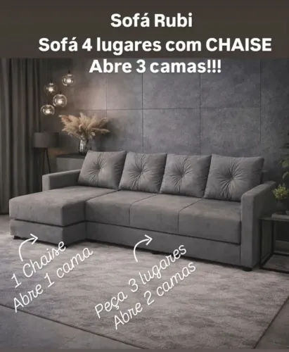 SOFÁ 4 LUGARES, com Chaise, ABRE 3 CAMAS!!