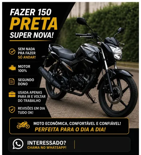Yamaha Fazer 150 Preta - Super Nova!