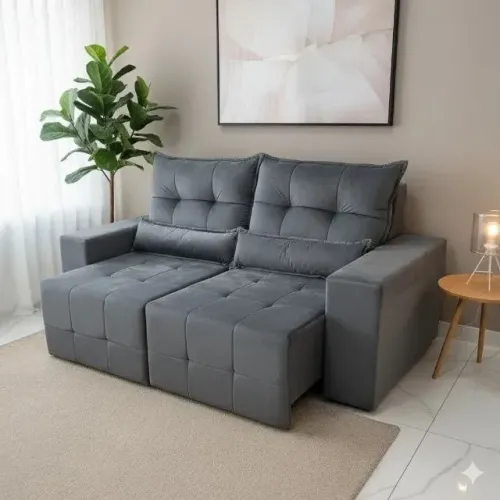 Sofá Lisboa 2,00m - Versatilidade Retrátil e Reclinável para seu Lar