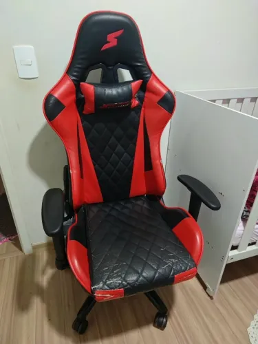 Cadeira Gamer SuperFrame Knight, Reclinável, 2D, Preto e Vermelho