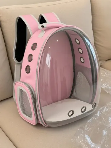 Mochila Pet de Transporte para Cães e Gatos Rosa Nova