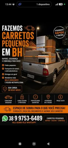 CARRETOS PEQUENOS EM BELO HORIZONTE E REGIÃO METROPOLITANA