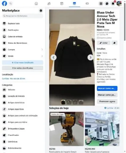 Blusa Under Armour Tech 2.0 Meio Zíper Preta Tam M Nova
