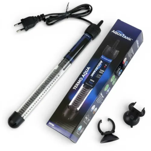 TERMOSTATO COM AQUECEDOR 200W PARA AQUARIOS ATÉ 200 LITROS AQUATANK