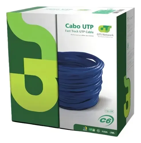 Caixa De Cabo Utp 100% Cobre Cat6 Gts Network Azul 305metros