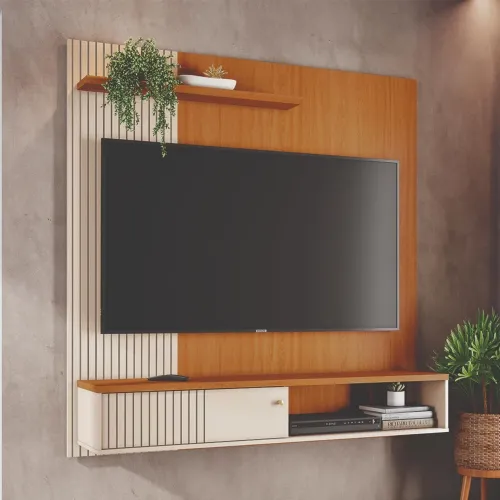 Painel com ripado para tv até 65 polegadas
