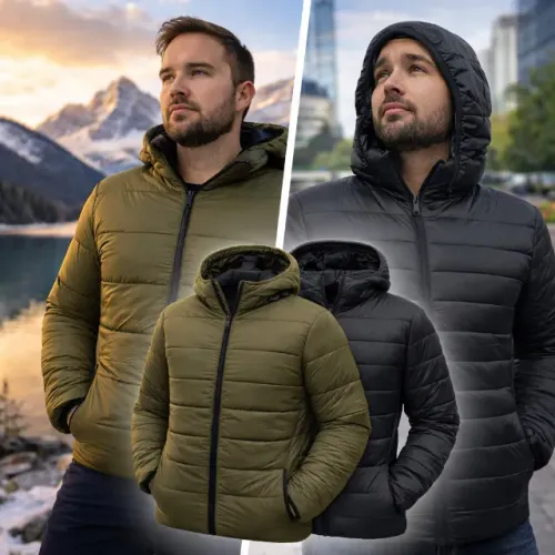 Jaqueta Puffer Dupla Face Masculina Bobojaco Impermeável Corta Vento Inverno
