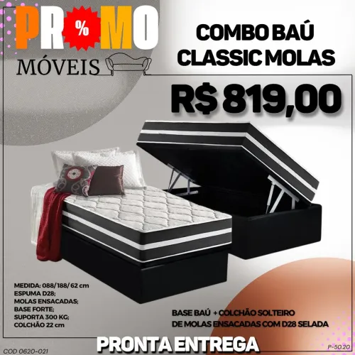 Cama baú solteiro molas ensacadas