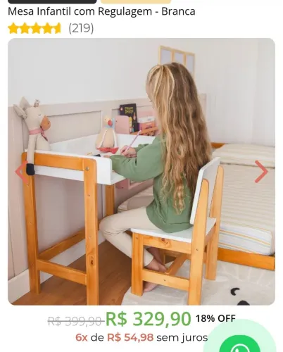 Mesa infantil com regulagem de altura