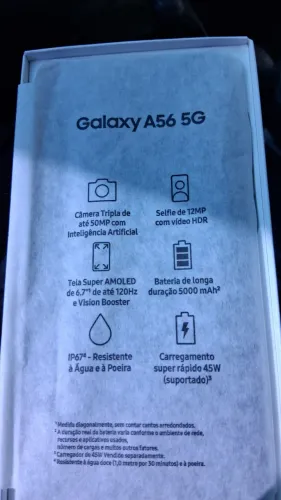 A 56 128 Gigas novo sem uso com  nota fiscal 