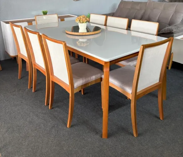 Mesa de jantar com 8 cadeiras Lara