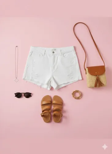 Short jeans branco Pool