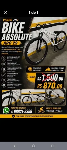 Bike Absolute Aro 29 Branca,Aceito troca em iPhone 13 pra cima,e Samsung s22 ultra pra cim