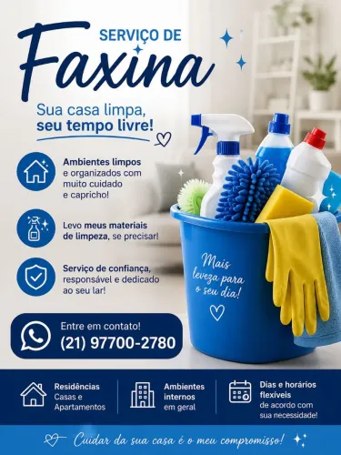 Faxina doméstica, limpeza geral