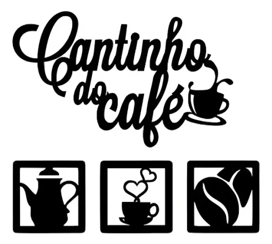 Kit Placas Cantinho Do Café Em Mdf Pra Decoração Mdf Cor Pre