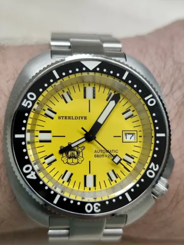 Steeldive SD1977T Máquina Seiko Safira Mergulho na caixa Completo Aço 316 Visor Amarelo