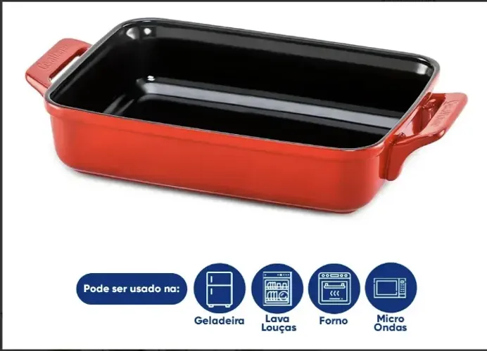 Ceraflame Assadeira Clear 25x22 - 2L - Pomodoro Vermelho NOVO