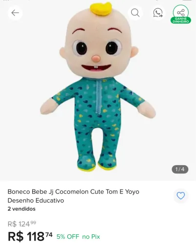 Cocomelon JJ Boneco Pelúcia 