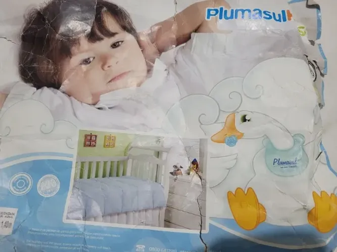 Cobre Leito Infantil Plumasul Para Berço Azul 1,00m X 1,40m Azul-claro / Liso