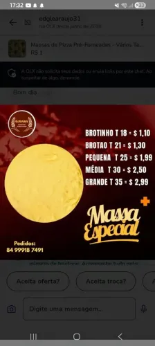 Massas de pizzas pré forneadas 