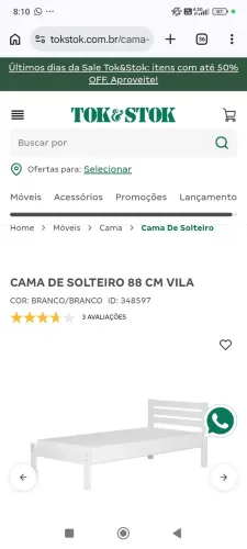 Cama solteiro Tok stok 98cm