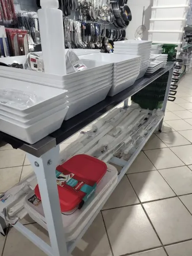 ALN. MESA INOX COM PÉ EPOX - 1.90 X 0.55CM
