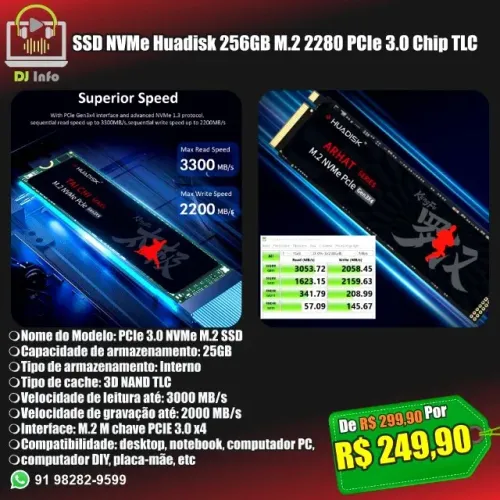 SSD NVMe Huadisk 256GB M.2 2280 PCIe 3.0