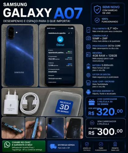 Samsung Galaxy A07 128GB - Semi Novo
