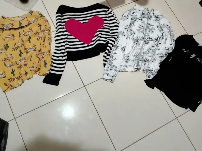 Lote de blusas de mangas feminino
