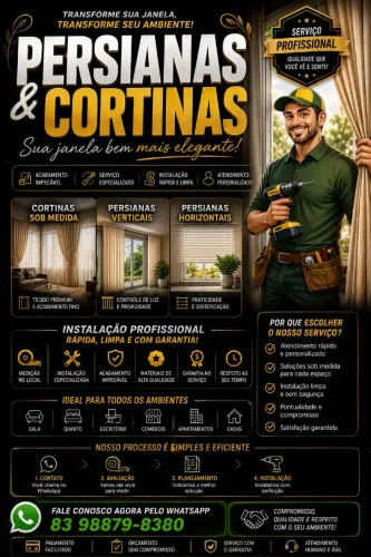 Cortinas e Persianas, instalação, manutenção, concerto etc....