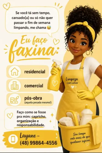 Serviço de limpeza, residencial, comercial e pós obra.
