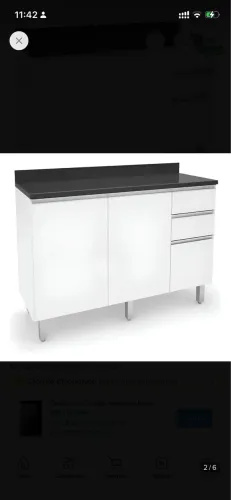 Balcão Branco Armário De Cozinha E Lavanderia 2 Portas 3 Gavetas 120cm Top Class Com Tampo