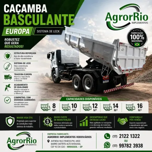 CAÇAMBA BASCULANTE FABRICAÇÃO AGRORRIO IMPLEMENTOS RODOVIÁRIOS