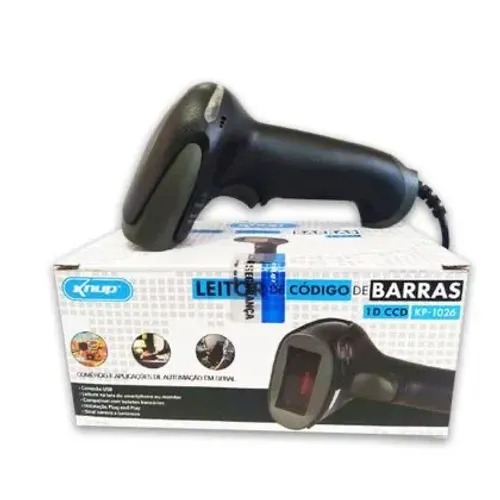 Leitor de Código de Barras 1D 2D Knup-1027 USB Preto