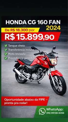 ? HONDA CG 160 FAN 2024 ?  ? ABAIXO DA FIPE