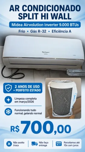 Ar condicionado Midea Inverter 9.000 BTUs