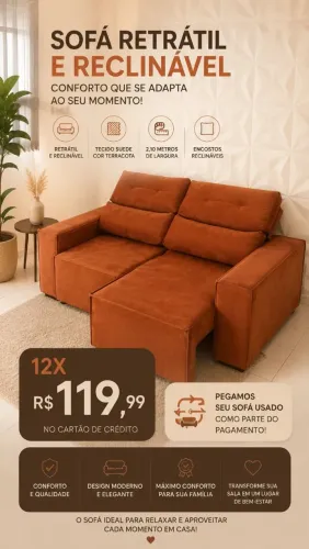 Sofá retrátil e reclinável (NOVO)
