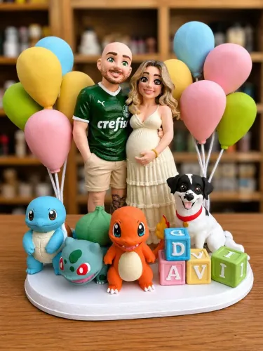 Topo de Bolo | Casamento, Chá de Bebê Fralda Aniversário | Esculturas sob encomenda 