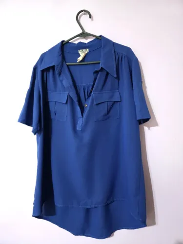 camisa social azul royal