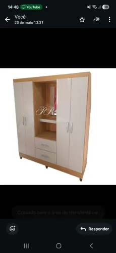 Roupeiro R$ 830,00 Cordoba 1.48cm 4 Portas Cor Cor Damasco Off White Poquema