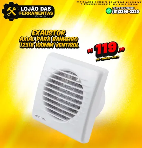 Exaustor Axial Para Banheiro 12318 100mm Ventisol