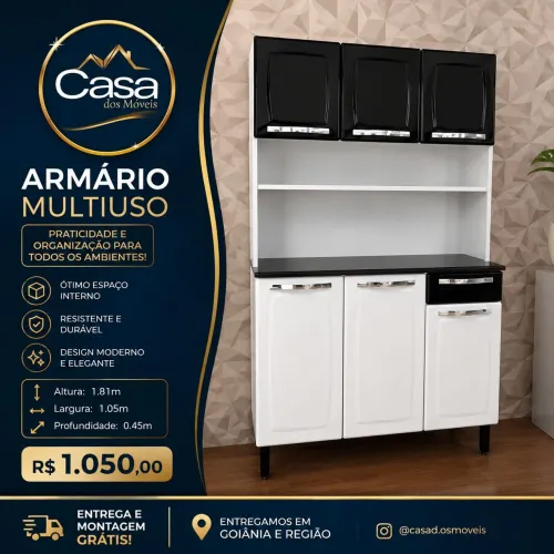 Armário em aço Rose - Branco/Preto