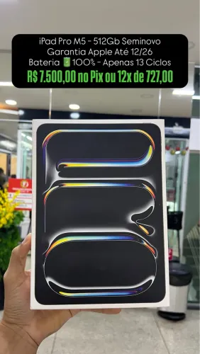 iPad Pro m5 512gb seminovo bateria 100% com garantia apple 