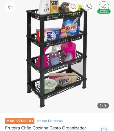 FRUTEIRA PLÁSTICO 4 ANDAR + PA DE LIXO