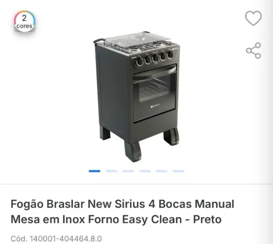 Fogão preto 4 bocas Novo