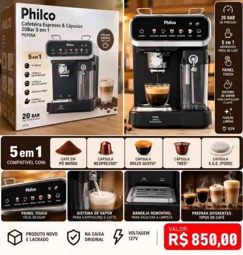 CAFETEIRA PHILCO 5 EM 1 ? NOVA E LACRADA!